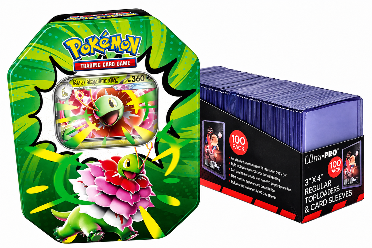PRE ORDER Ascended Heroes Tin [Mega Meganium ex] Protection Bundle!